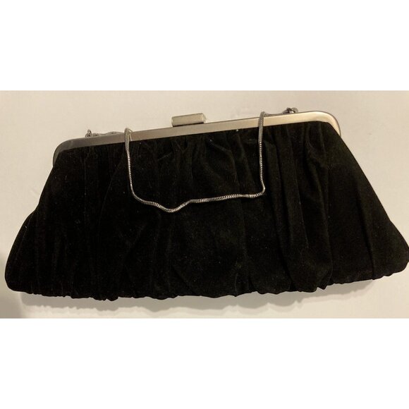 Mary Kay Black Velvet Clutch Evening Handbag Purse Wedding Formal 12" L 14" Chai - Picture 1 of 10